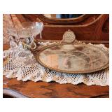 mirrored tray and glass bowl
