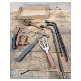 tire tools, hammer, hatchet, shackle
