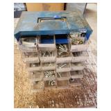 blue organizer and contents