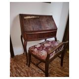 antique fall front desk & chair