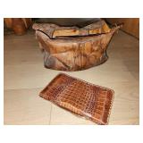 vtg leather bag and wallet