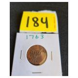 1763 Dutch East India Co copper coin