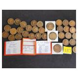 British pennies, years as listed