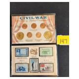 Civil war coins and stamps set
