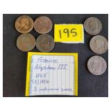 French Napolean III coins