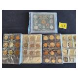 coins from around the world, odd shaped coin set