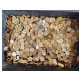 14lbs of wheat pennies and tray