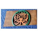 Custom engraved wood butterfly decor