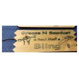 Custom engraved wood Grease N Sawdust 2