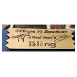 Custom engraved wood Grease N Sawdust 3