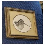 Small framed woodcock wall print