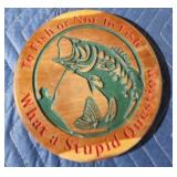 Custom-made wood bass fishing placard 1