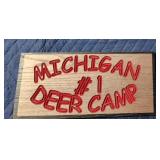 Custom engraved wood decor - Michigan Deer Camp 1