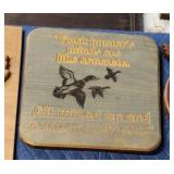 Custom engraved wood bird decor - Duck Hunter
