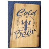 Custom engraved wood sign - Cold Beer