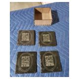 Set a 4 custom engraved slate drink coasters,