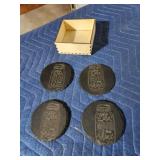 Set a 4 custom engraved slate drink coasters, you