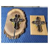 2 custom-made wood religious decor