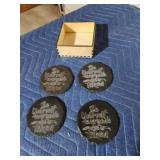 Set a 4 custom engraved slate drink coasters, be