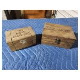 2 custom engraved wooden storage boxes