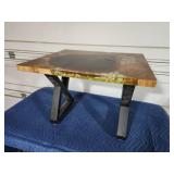 Custom-made decorative epoxy wooden end table