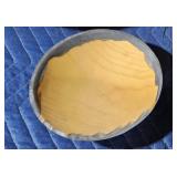 Custom made wooden shallow bowl - small, blue rim
