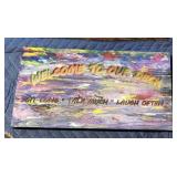 Custom engraved wooden welcome sign 2