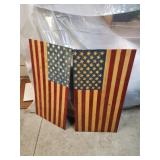 2 assorted custom-made wooden American flags,