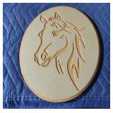 Custom-made wood horse round placard