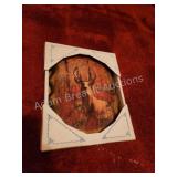 Whitetail deer lacquered wood rectangle wall