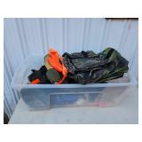 Tote of miscellaneous hunting accessories- bags,