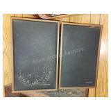 Two vintage realistic stereo speakers, model