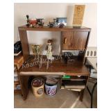 Modern fiberboard computer desk with contents,
