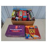 Box of assorted board games