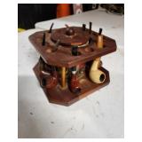 VINTAGE WOODEN PIPE STAND AND ASSORTED PIPES
