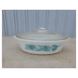 Vintage Glasbake oval covered casserole dish