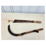 ANTIQUE VINTAGE CORN KNIFE AND MACHETE