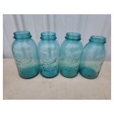 4 vintage ball Blue Glass perfect Mason half