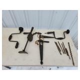 Vintage antique brace and bits and boring tools