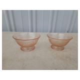 Two vintage pink depression glass dessert cups