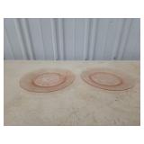 Two vintage pink depression glass 8 inch plates