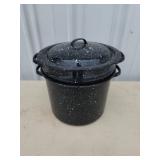 Vintage black granite 9 inch stock pot with