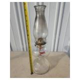 Antique vintage oil lamp, clear, ribbed