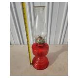 Antique vintage oil lamp, red