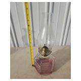 Antique vintage oil lamp, clear, horse and buggy