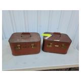 2 vintage overnight hard shell luggage cases