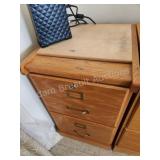 Oak 2-drawer filing cabinet with contents, must