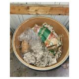 30 GAL CARDBOARD BARREL W/ ASSORTED VINTAGE GLASS