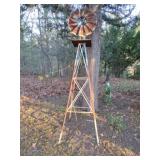 Vintage metal windmill lawn decor