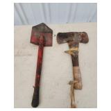 Antique vintage emergency shovel and double